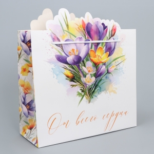 Пакет подарочный «От всего сердца», цветы, 25 х 26 х 10 см